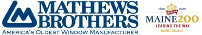 A logo for mathews brothers maine 200 america 's oldest window manufacturer