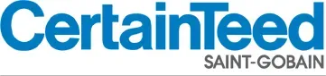 A blue and white logo for certainteed saint gobain