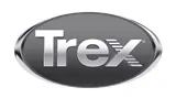 A black and silver logo for trex on a white background.