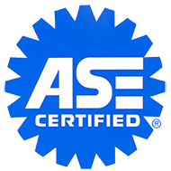 Blue ASE Certified logo: white letters