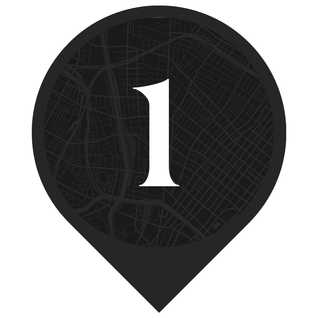 A map pin with the number 1 on it