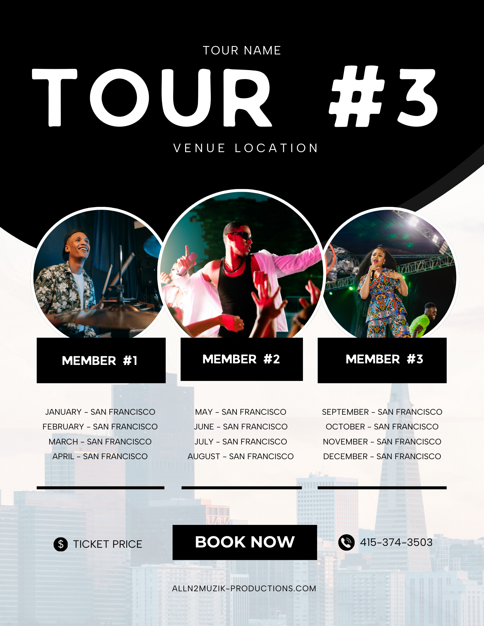 All N2 Muzik Productions Tour Example