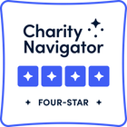 The logo for charity navigator is a four-star badge.