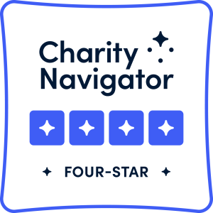 The logo for charity navigator is a four-star badge.