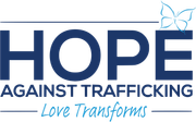 The logo for hope against trafficking love transforms.