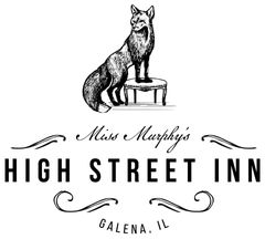 Logo of Miss Murphy's High Street Inn, Galena, IL, featuring a fox standing on a stool.