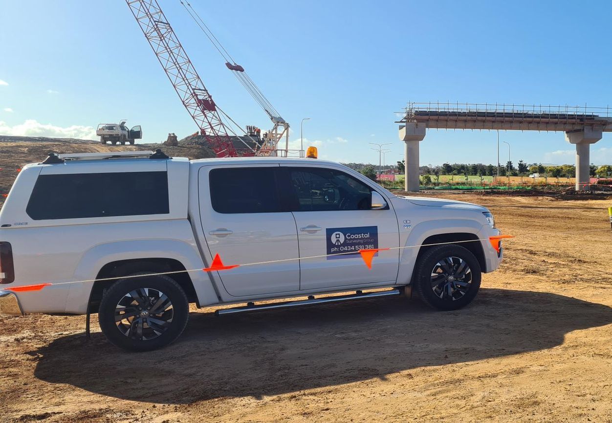 Company Car on Construction Site — Coastal Surveying Group Pty Ltd in Baringa, QLD
