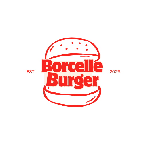 Red and white burger logo for 