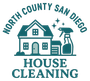 North County San Diego house cleaning logo: teal house, spray bottle, and text.