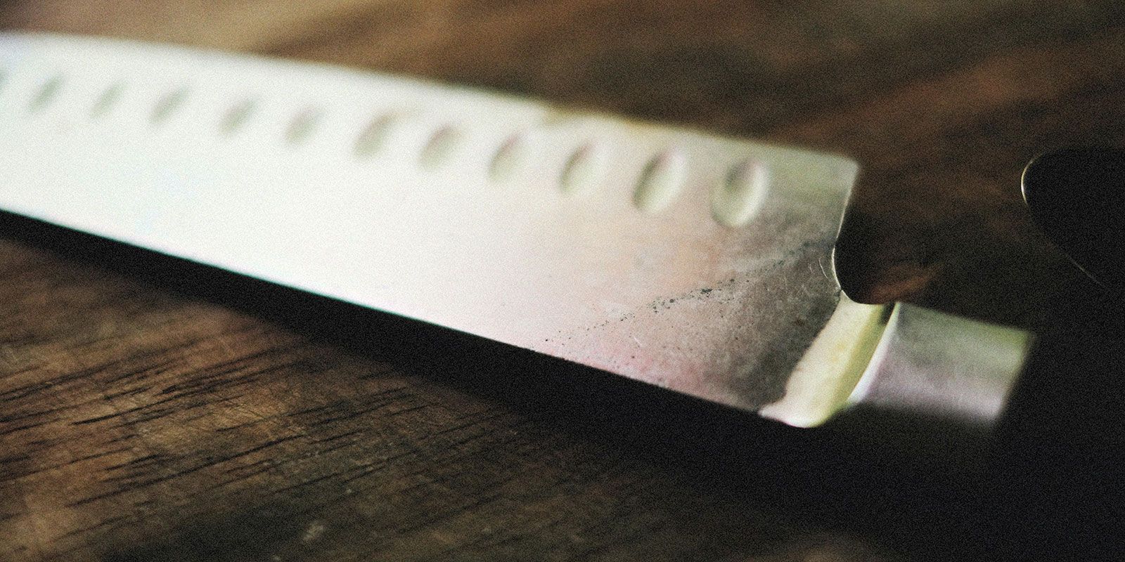 Close up image of a sharp knife blade