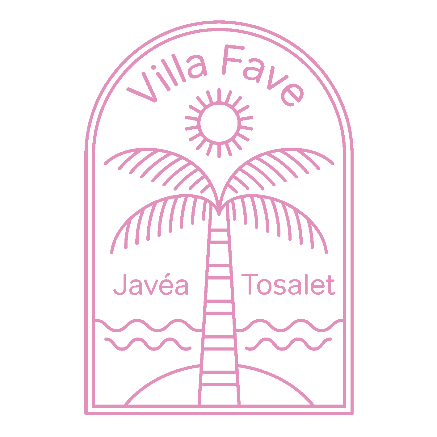 Een roze logo voor Villa Fave Javea