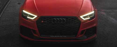 red Audi front end and grille