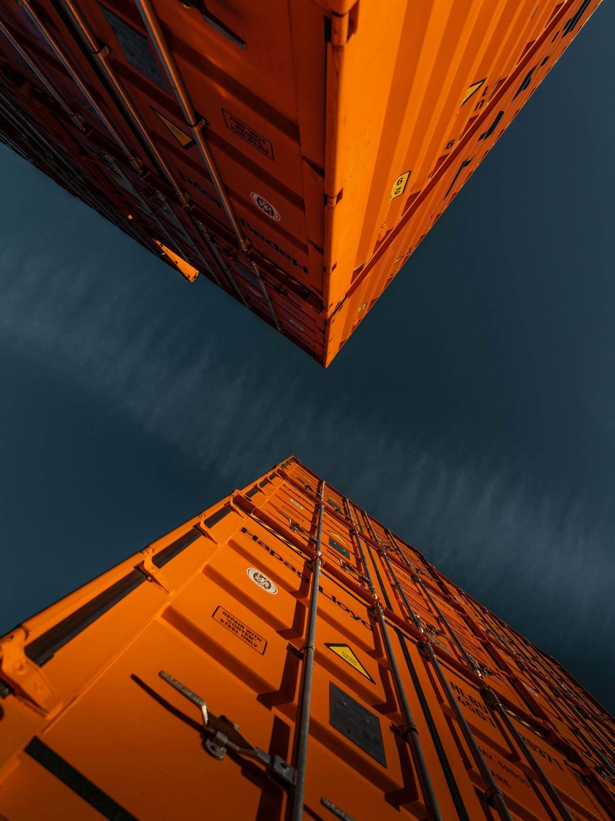 Orange shipping containers