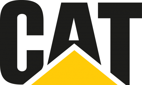 Logo CAT noir avec un triangle jaune.