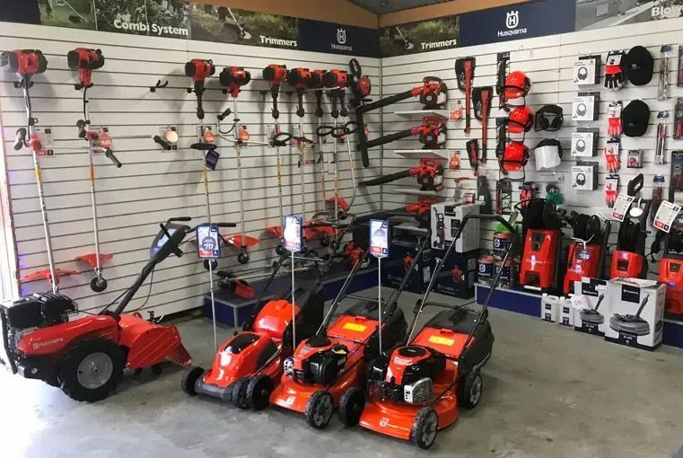Lawn Mowers Equipment Display On The Shop — Gloucester Outdoor Solutions In Gloucester, NSW
