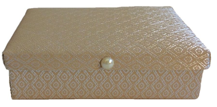 Patterned Dark Cream Satin Gift Box