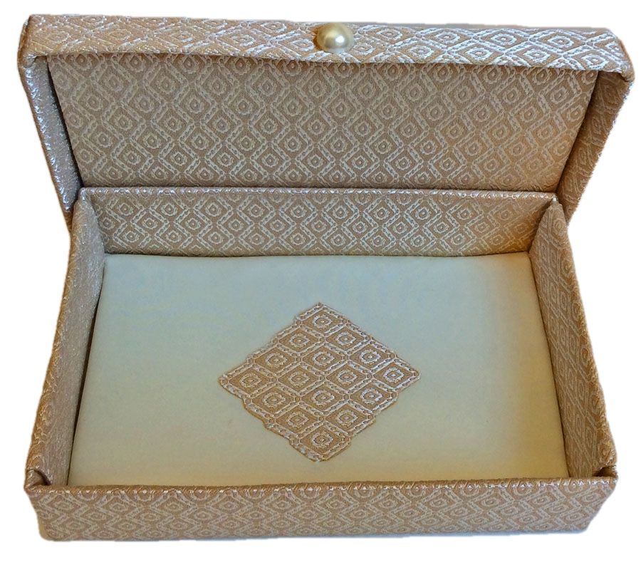 Patterned Dark Cream Satin Gift Box
