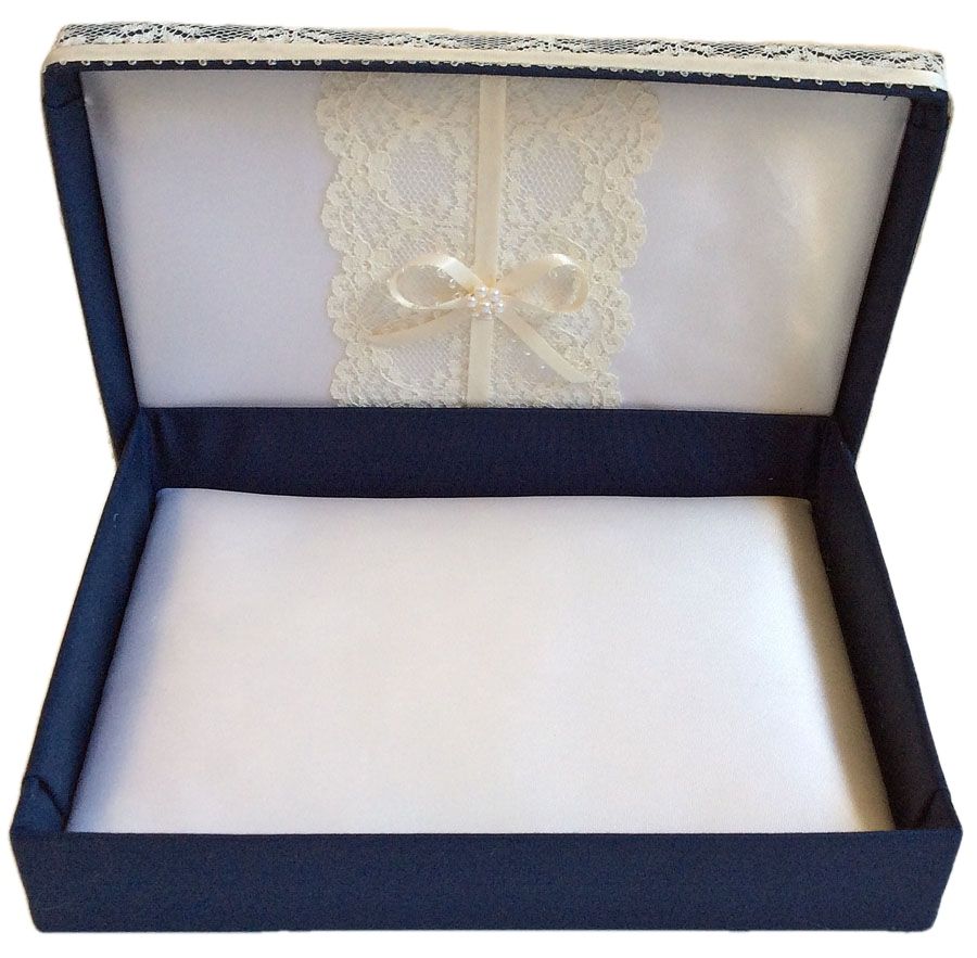 Lacy Navy Blue Floral Gift Box