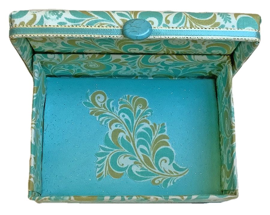 Sea Foam Blue and Golden Fronds Gift Box