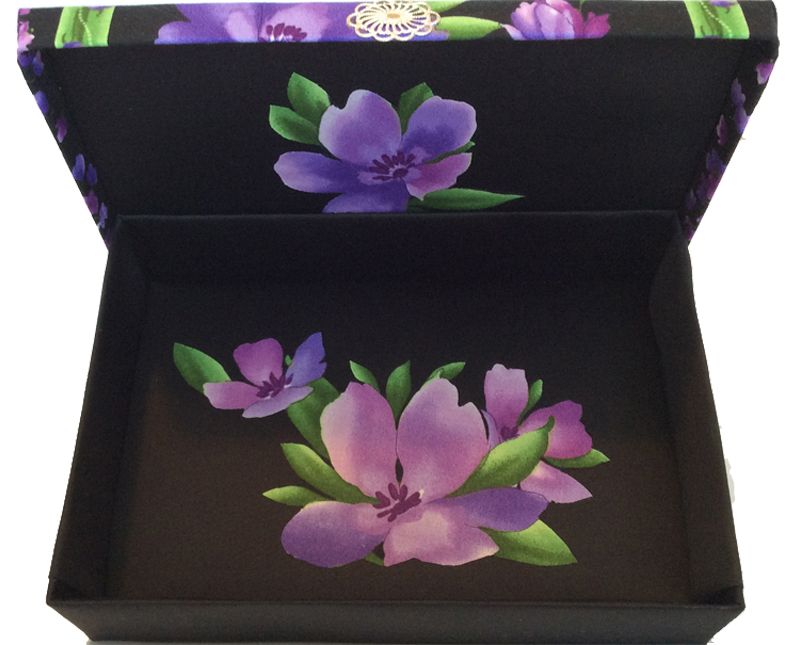 Striped Purple Floral Gift Box