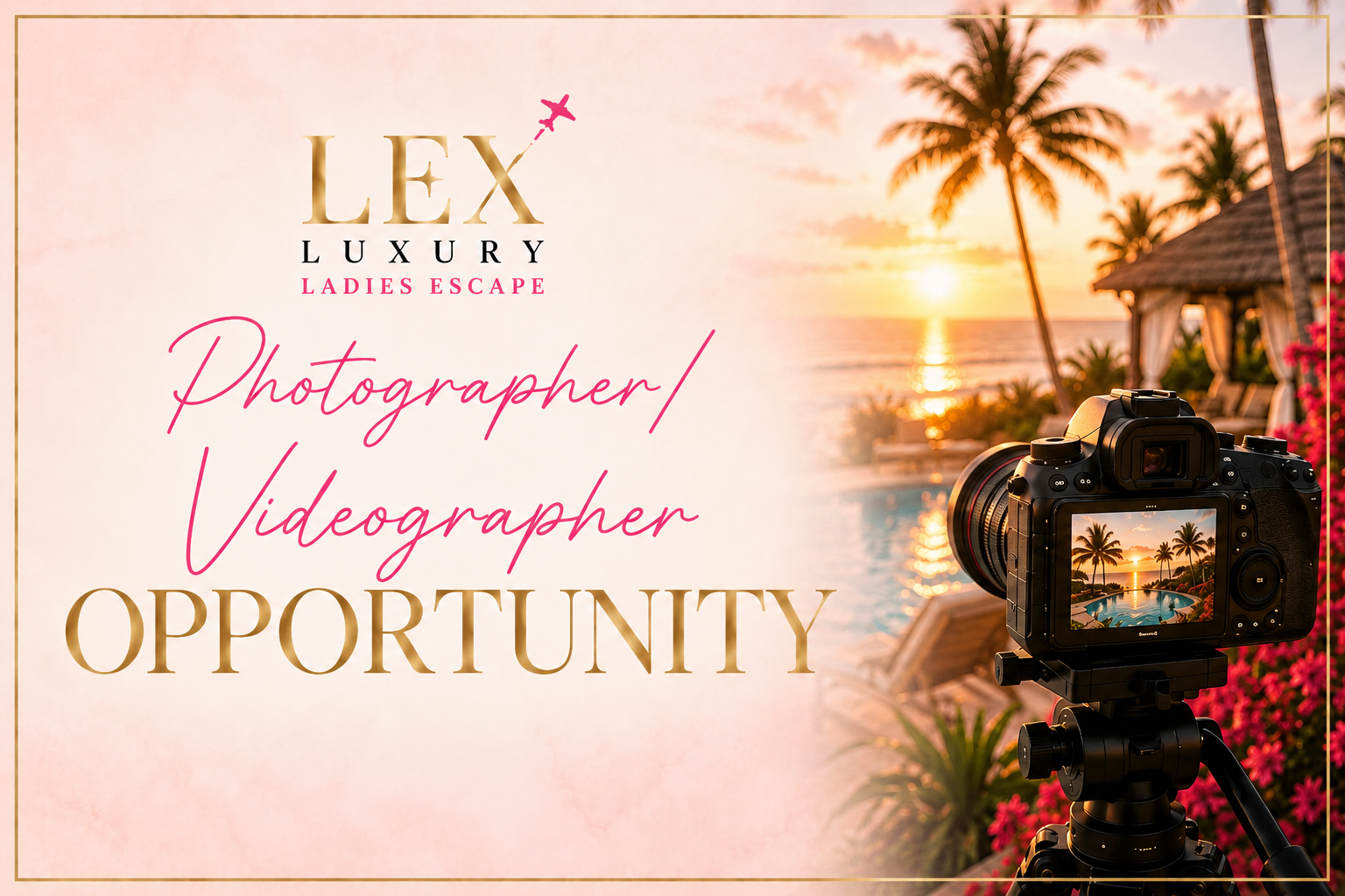 Photographer and videographer opportunity for the Lex Luxury Ladies Escape in Aruba, featuring luxury travel photography, tropical resort scenery, and content creation in a premium destination setting.