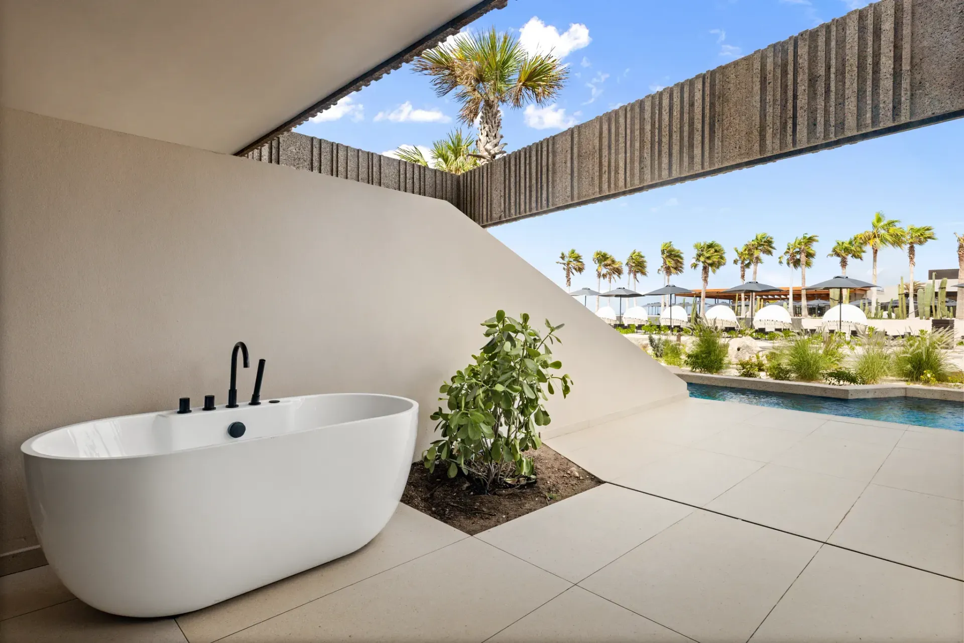 Private terrace soaking tub at Secrets Baby Beach Resort for Ladies Escape 2027 guests