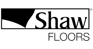 A black and white logo for shaw floors on a white background.