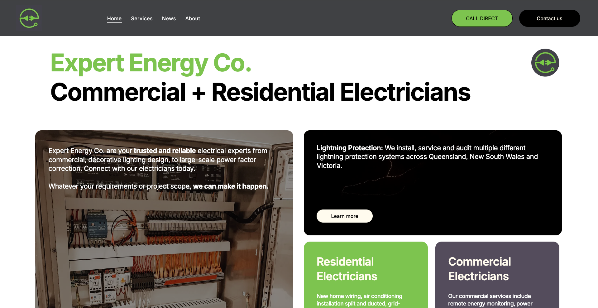 A website for expert energy co. commercial and residential electricians