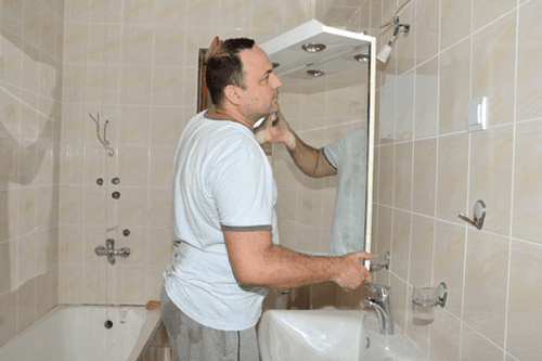 bathroom mirror installation