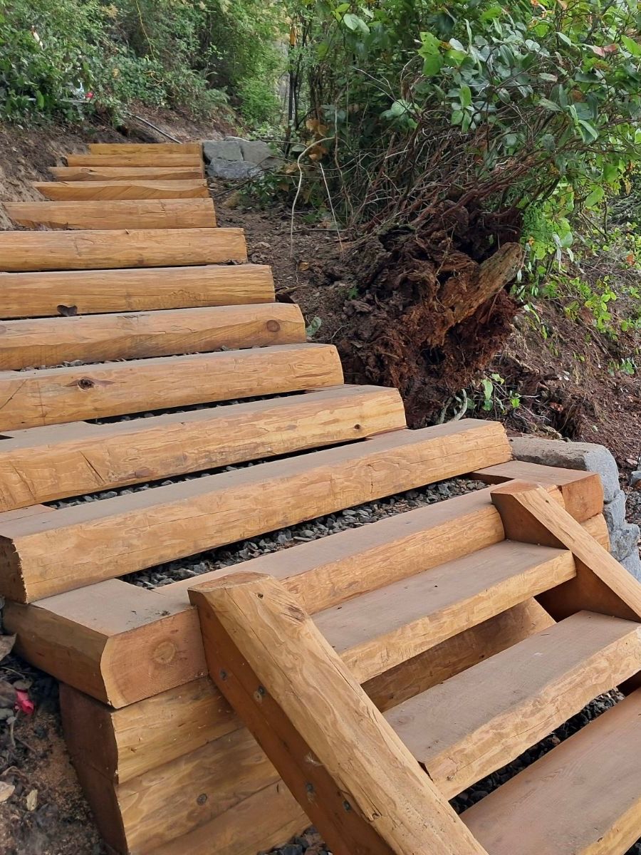 peeled cedar steps