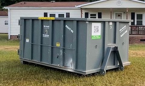 16-yard dumpster at a Cowpens, SC project site by Mr. Trash Dumpster Rentals: Providing practical waste management solutions for construction and renovation projects.