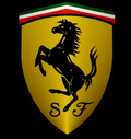 A ferrari logo with a horse on its hind legs