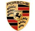 A porsche logo with a horse on it