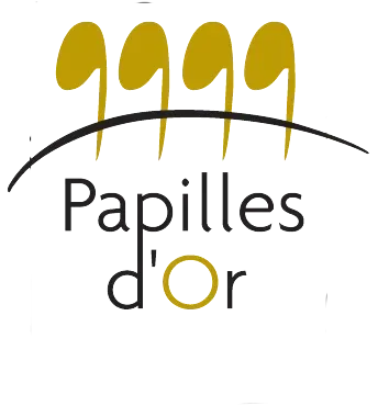 Un logo pour papilles d'or avec un fond blanc