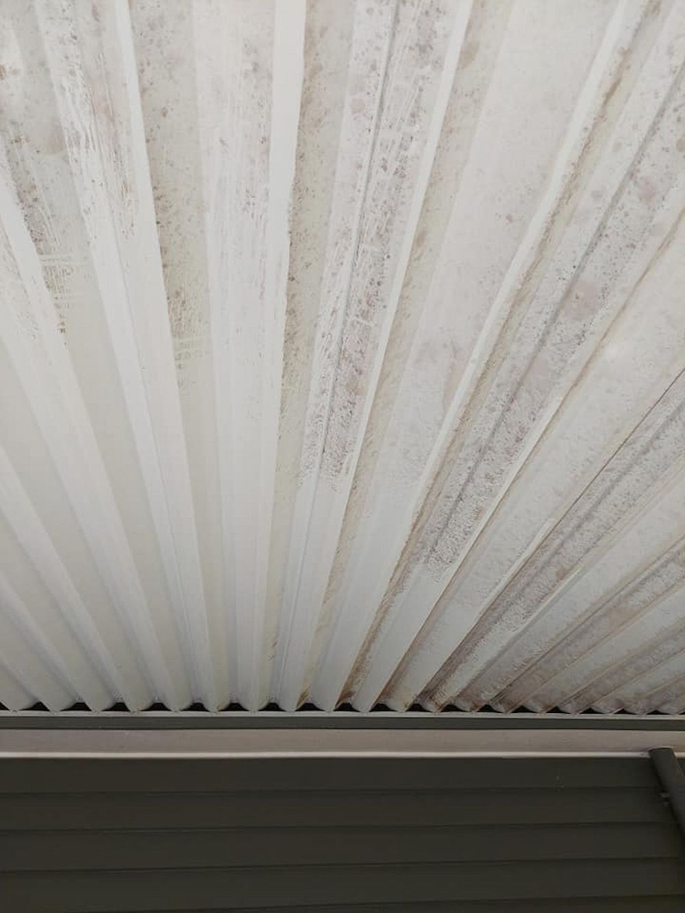 White, Ridged Ceiling Panel Covered in Mildew and Dirt — DAH Cleaning Services In Bungalow, QLD