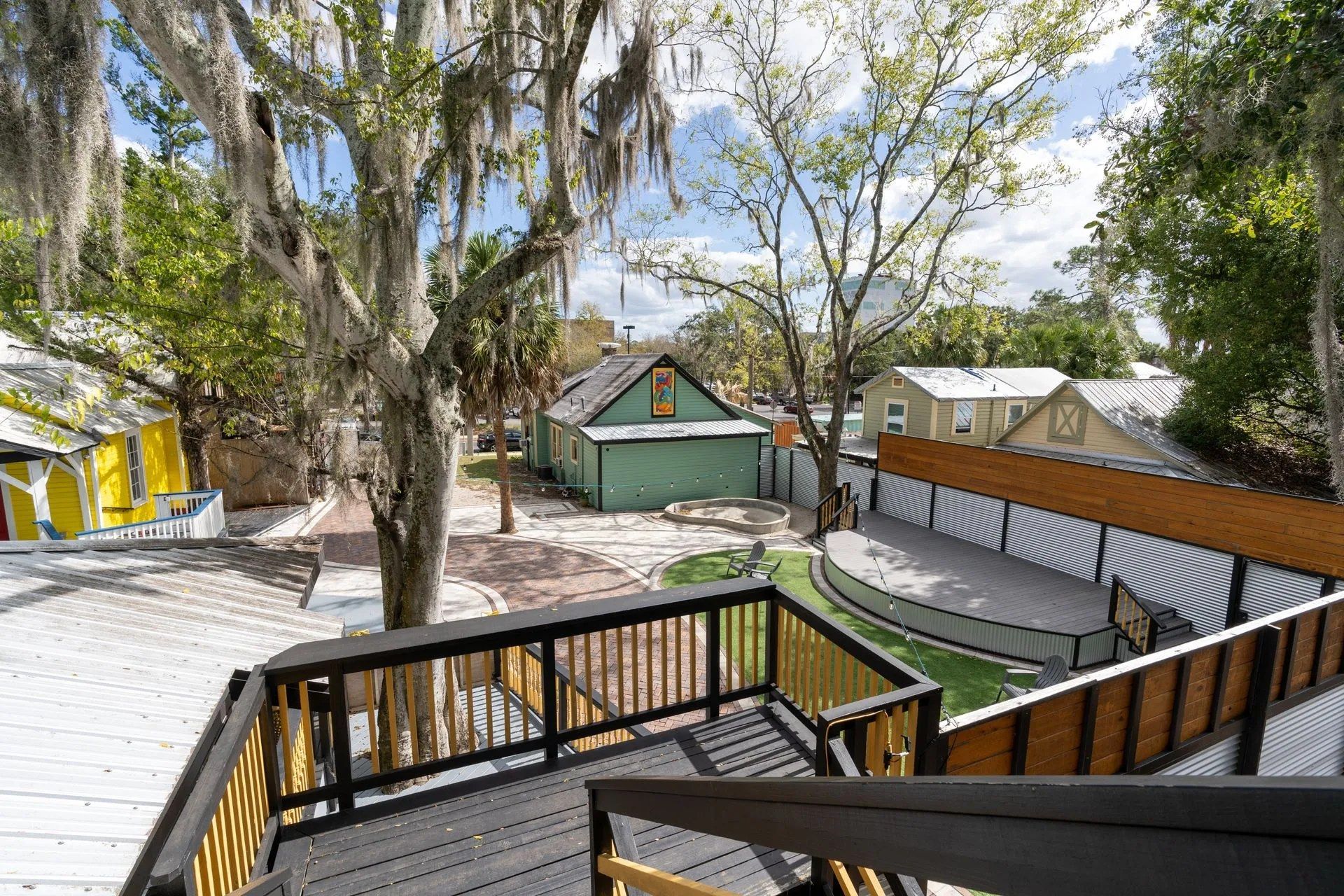 The courtyard and grounds at Depot Village from above