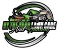 Logo: Green and white, lawn care and hauling company, features truck, lawnmower, and house outline.