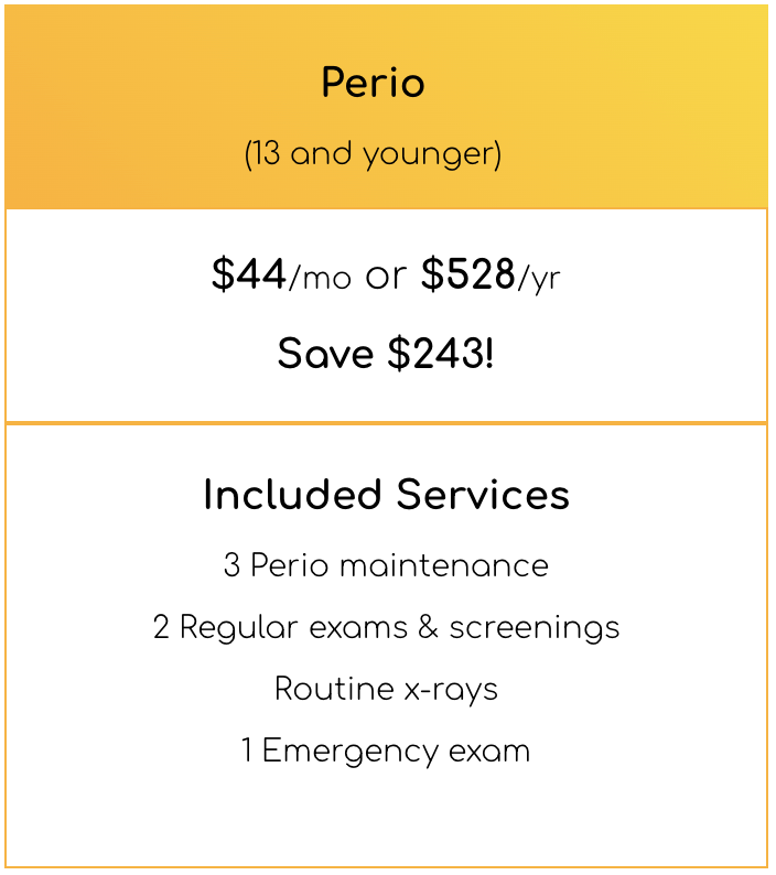 A price list for a period 13 and younger.