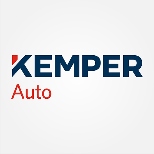 A kemper auto logo on a white background.