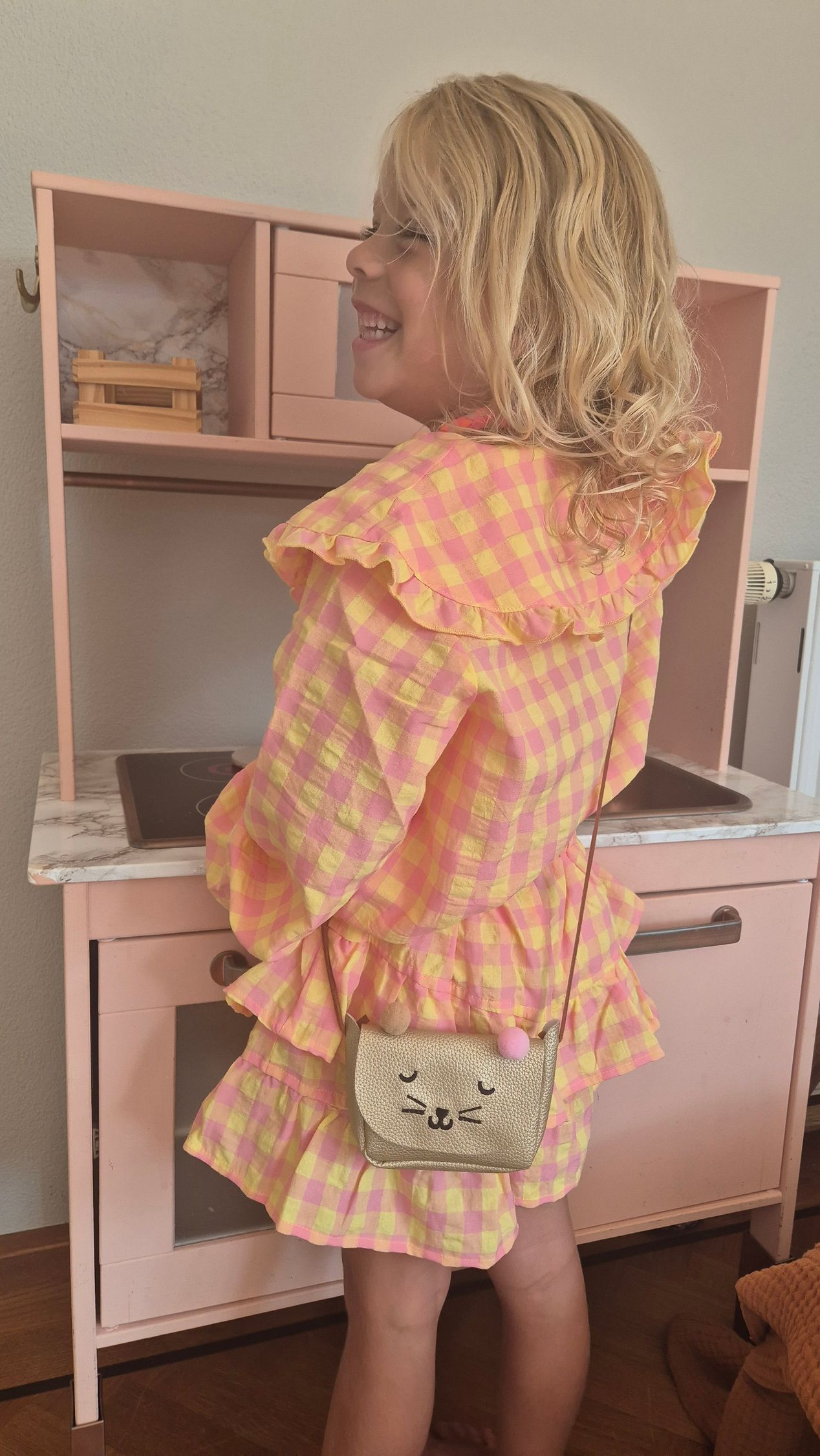 Kindertasje poes metallic