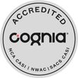 Accredited Cognia seal with text: NCA CASI, NWAC, SACS CASI.