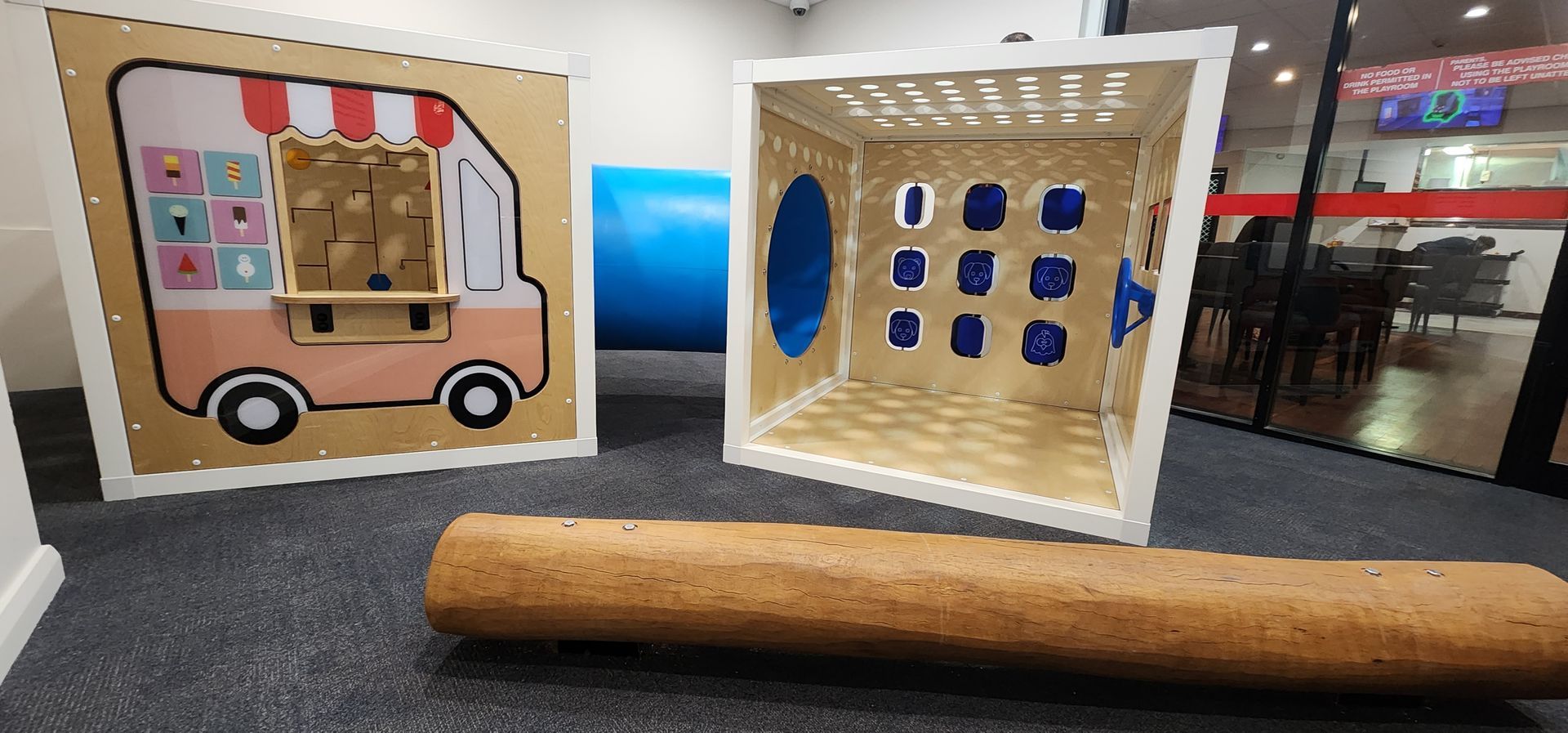 A box with a picture of an ice cream truck on it