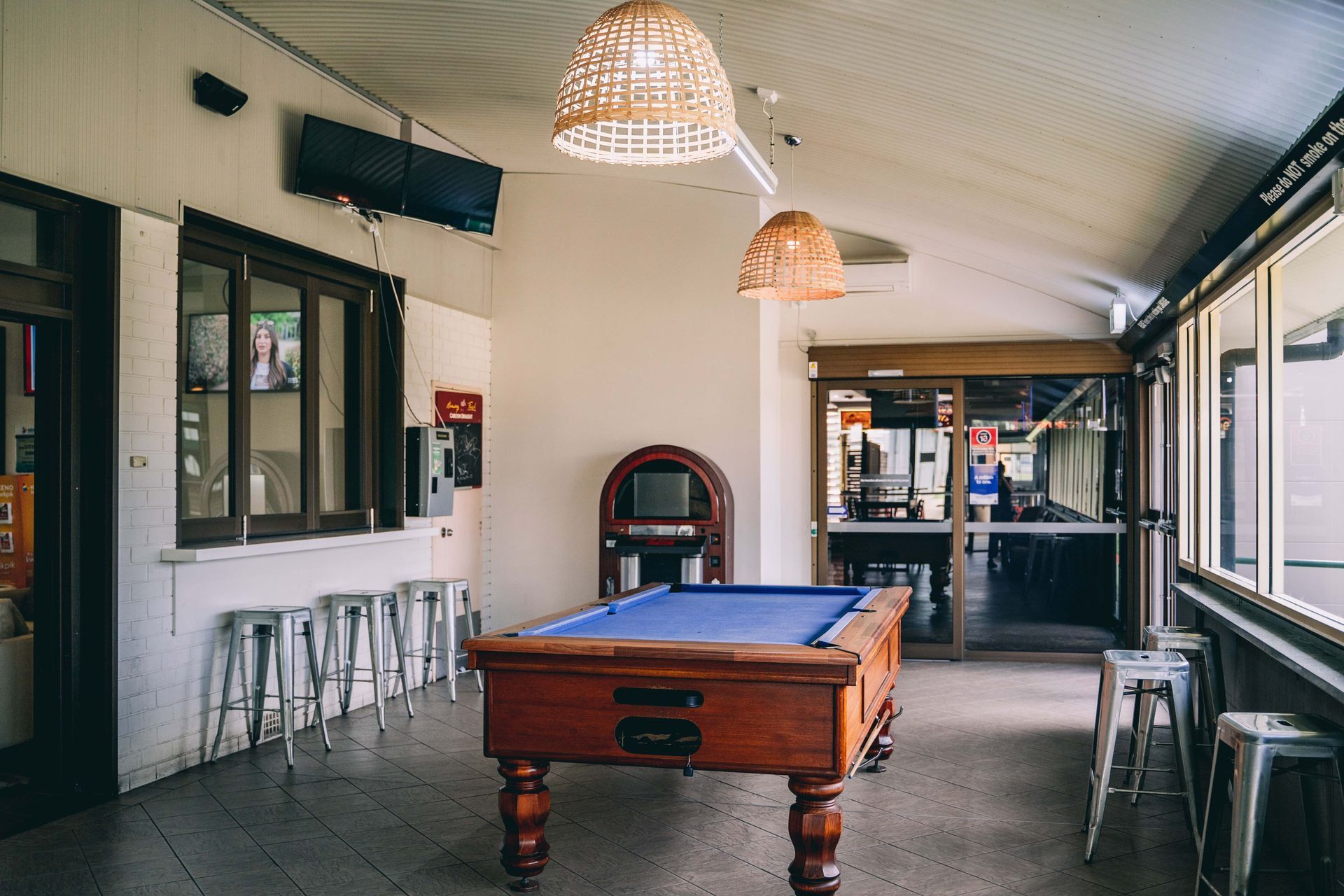 A pool table with the number 10 on it