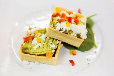 A close up of a plate of food on a table.