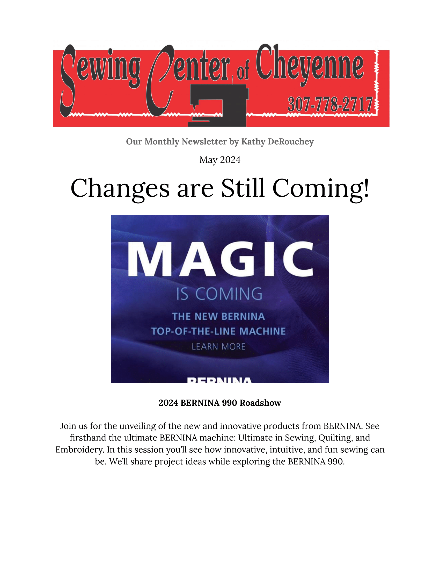 May 2024 Newsletter - Sewing Center of Cheyenne - 