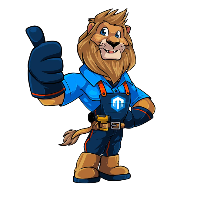 Gray shingled roof with a central ridge, trees and a distant car in the background.