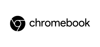 the chromebook logo is black and white on a white background .