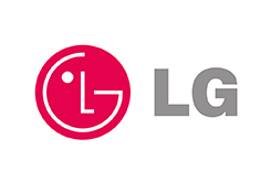 the lg logo is red and gray on a white background .