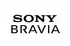 the sony bravia logo is black and white on a white background .