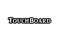 a black and white logo for touchboard on a white background .